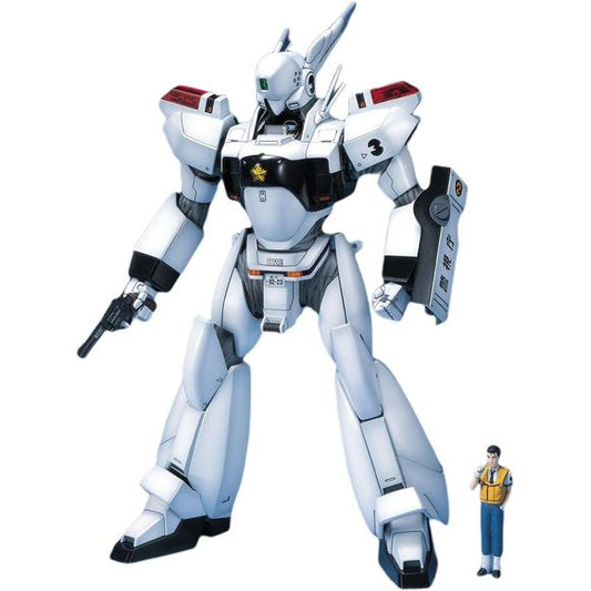 Bring the iconic police Labor from Mobile Police Patlabor to your collection with the AV-98 Ingram Unit 3 Master Grade Model Kit from Bandai Hobby! Used by the Tokyo Metropolitan Police Special Vehicles Section 2, Unit 3 features the Ingram's distinctive white-and-black police styling with its recognizable No. 3 markings.
This detailed 1/35 scale MG kit recreates the mechanical design of the Ingram with articulated joints, detailed armor and flexible joint coverings for an authentic appearance. Equip Unit