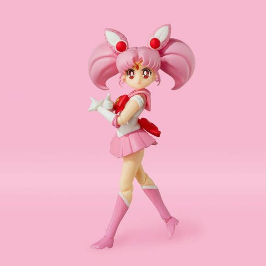 <p>Sailor Moon Chibi rejoins S.H.Figuarts, in a new edition specially colored to evoke her appearance in the 1990s Sailor Moon animated series! This highly posable action figure captures all of Sailor Chibi Moon's cuteness, with accurate proportions and an all-new, gorgeously designed display package! This Item comes with Chibi Moon figure, 3 Face plates, 5 Pairs of replacement wrists, Alternate bangs, Pink moon stick and a Set of dedicated pedestals.</p>