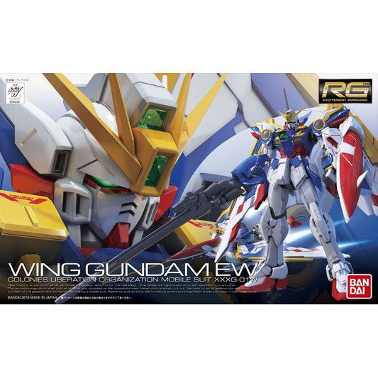 Bandai's new Real Grade kit of the Wing Gundam from "Endless Waltz" is here! Can be displayed in robot or fligh form. Molded in black, white, red, yellow, blue and clear green, it has decals and stickers for markings, plus detailed, heavily illustrated instructions.