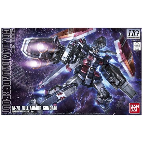 Re-release of the Thunderbolt Full Armor Gundam kit. This Anime version receives a slight re-color from the original release. All parts come molded in multiple colors with foil marking stickers and marking stickers included to add extra colors and details. Just like the original release this one comes with four shields and a wide array of heavy weaponry!