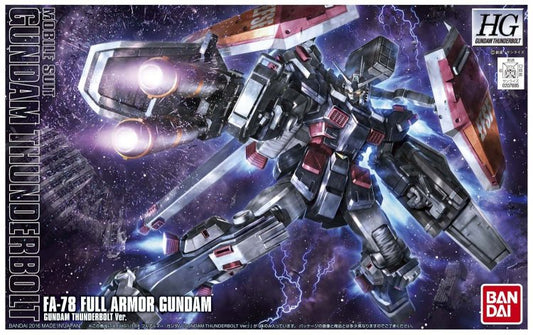 Re-release of the Thunderbolt Full Armor Gundam kit. This Anime version receives a slight re-color from the original release. All parts come molded in multiple colors with foil marking stickers and marking stickers included to add extra colors and details. Just like the original release this one comes with four shields and a wide array of heavy weaponry!