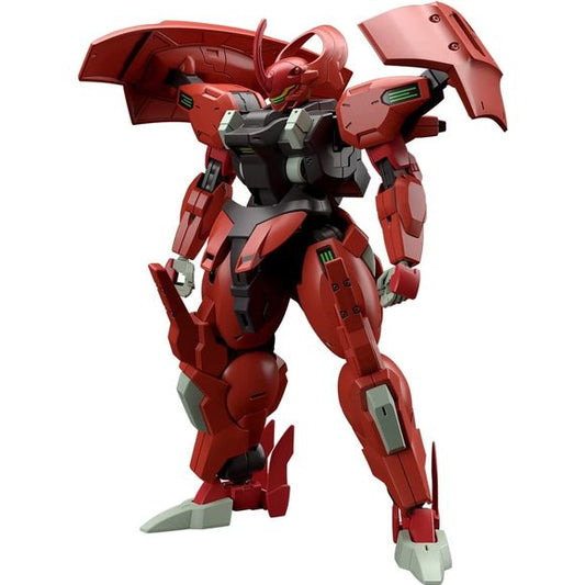 The red-armored Darilbalde from "Mobile Suit Gundam: The Witch of Mercury" now joins the HG model kit series from Bandai! The brilliance of the shell unit is expressed with clear parts and stickers; beam parts can be attached to the hands by changing the tips from the elbows of both arms. The beam javelins are separated at the center, and can be used as individual weapons. In addition, the effect parts on both ends can be attached and detached. Lots of optional parts, such as a base for display, are include