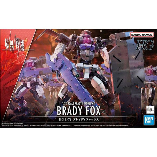 From the second season of "Kyoukai Senki" comes the new and improved Brady Fox AMAIM unit (Auto Mobile Artificial Intelligence Mount), the main mobile suits used by the NAC Forces! The HG Brady Fox features superb articulation so you can recreate a wide range of battle poses, and the head parts can be exchanged to turn it into an unmanned unit. A large shield is included with a moveable lower section, and it comes with a giant laser cannon too!