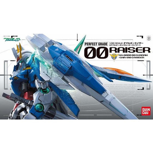 The set includes plastic parts to build 00 Gundam and 0 Raiser, which can be docked to the back of the close-combat Mobile Suit to form 00 Raiser. Its snap-fit parts can be assembled without the use of glue, and also come molded in color so no painting is required to finish the model. Upon completion, the Mobile Suit will be fully articulated thanks to its super-flexible inner body frame that's capable of holding numerous realistic action poses. Its individual fingers are poseable, too! The "camera eyes" li