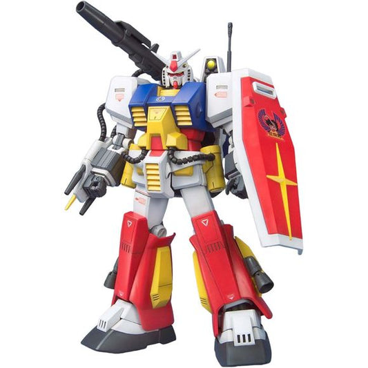 Perfect Gundam, a fan-created 'redesign' of the RX-78-2 (with lots of extra armor and weapons), is now being offered in a beautiful 1/100 Master Grade version, with all-new tooling! Beautifully detailed and highly poseable thanks to lots of polycaps, it's molded all in color and features snap-fit assembly. A couple of screws are included for security; Gundam decals (the nice rub-on kind) and stickers are included to add detail. A bonus unpainted figure of Kyoshiro (from the manga 'Plamo Kyoshiro', where the
