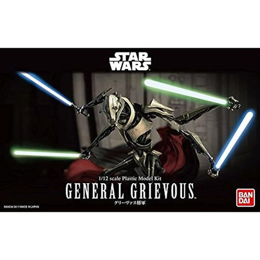 Ready to add the cunning and power of a legendary villain to your collection? The BANDAI Hobby 1/12 General Grievous model kit is the perfect addition to embody the menace and tactical genius of the infamous Star Wars character. This model kit features a sleek and imposing design with detailed sculpting and vibrant colors that capture the essence of General Grievous, making it a standout in any Star Wars collection.