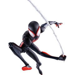 Spider-Man Miles Morales, as seen in the theatrical film "Spider-Man: Across the Spider-Verse," is returning to Bandai's "S.H.Figuarts" action-figure series! He's incredibly posable for maximum action, and comes with interchangeable eyes, two types of unmasked heads, and interchangeable hands.