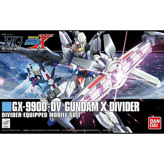 In April 2010 Bandai released the GX-9900 Gundam X as part of its High Grade After Ware line. (linked below). Now, Bandai brings you the Divider-equipped version of that great kit. The GX-9900 DV is the same design but with the Divider included. The Divider is unique unto itself in that it opens and closes, can be attached to the back of the suit or used as a shield. The energy tanks and thrusters on the back also articulate. This Gundam X comes with its Beam Machine Gun, large Beam Sword, and even a H