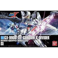 In April 2010 Bandai released the GX-9900 Gundam X as part of its High Grade After Ware line. (linked below). Now, Bandai brings you the Divider-equipped version of that great kit. The GX-9900 DV is the same design but with the Divider included. The Divider is unique unto itself in that it opens and closes, can be attached to the back of the suit or used as a shield. The energy tanks and thrusters on the back also articulate. This Gundam X comes with its Beam Machine Gun, large Beam Sword, and even a H