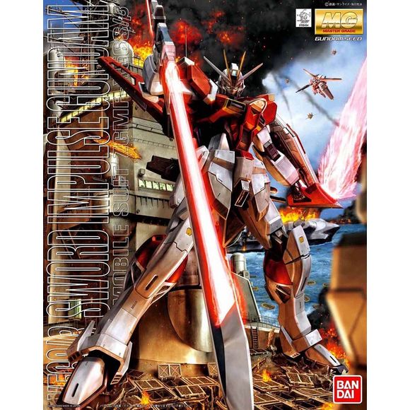 Sharply molded in color, the transformable Impulse Gundam is formed by three main parts: Chest Flyer, Core Splendor, and Leg Flyer. Core Splendor's cockpit can be opened to insert an in-scale sitting pilot figure. In addition, landing gear are provided for both the Chest Flyer and Leg Flyer as a original gimmick that's never seen in the anime! The Sword Silhouette pack carried by the Silhouette Flyer can be attached to the back of the Mobile Suit to form Sword Impulse Gundam.