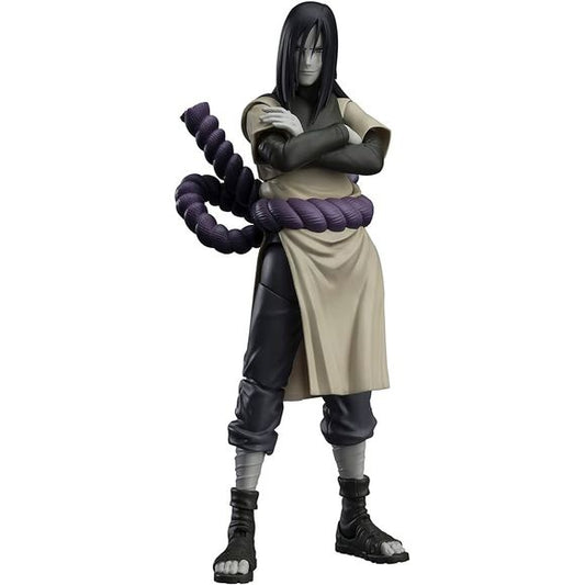 <p>Orochimaru from "Naruto Shippuden" joins S.H.Figuarts! Includes accessories such as the Sword of Kusanagi and Hidden Shadow Snake Hands that let you re-create your favorite scenes.</p>
<p>Also includes S.H.Figuarts Sasuke Uchiha-Ninja Prodigy of the Uchiha Clan Bloodline head(bonus parts)! Stands approximately 5.9" tall.</p>
<p><strong>Product Features:</strong></p>
<ul>
<li>Based on Naruto</li>
<li>Part of the S.H.Figuarts series</li>
<li>Includes interchangeable expression and/or head parts</li>