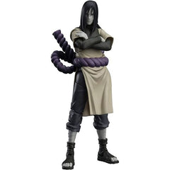 <p>Orochimaru from "Naruto Shippuden" joins S.H.Figuarts! Includes accessories such as the Sword of Kusanagi and Hidden Shadow Snake Hands that let you re-create your favorite scenes.</p>
<p>Also includes S.H.Figuarts Sasuke Uchiha-Ninja Prodigy of the Uchiha Clan Bloodline head(bonus parts)! Stands approximately 5.9" tall.</p>
<p><strong>Product Features:</strong></p>
<ul>
<li>Based on Naruto</li>
<li>Part of the S.H.Figuarts series</li>
<li>Includes interchangeable expression and/or head parts</li>
