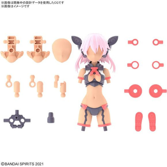 This new 30 Minute Sisters Scout Costume Parts Set allows you to customize your 30MS even further with 2 unprinted face parts and 2 types of head parts (FP-C type).
FEATURES:
- Compatible with other 30MS series parts
- Pink hairstyle parts and face parts are included.
- Smooth assembly is possible by placing runner parts in pursuit of "optimum", considering ease of assembly and work leads.
CONTENTS:
- Scout Costume
- 2 Blank face parts
- 2 head parts
- Hairstyle parts
- Neck parts set
- Set of joint pa