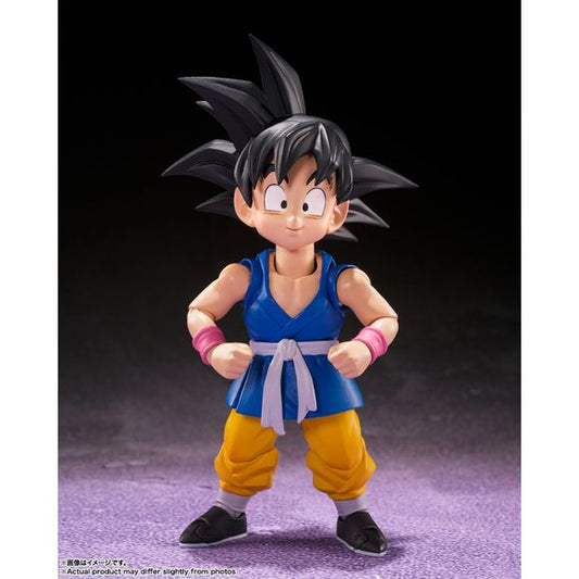 <p>SON GOKU as seen in "DRAGON BALL GT" joins S.H.Figuarts! Featuring a totally new sculpt and enhanced joints, it captures dramatic poses from the series with ease. Measures approximately 3.5" tall</p>
<p>Set Contents: Main Body Three expression parts Five pairs of option hands Optional head Optional uniform Kamehameha attack effect parts</p>
<p><strong>Product Features:</strong></p>
<ul>
<li>Based on Dragon Ball GT</li>
<li>Part of the S.H.Figuarts series</li>
<li>Includes effect parts for enhanced