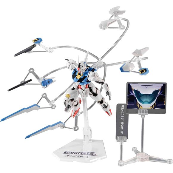<p>Here comes a special "Robot Damashii" set to commemorate the 15th anniversary of Bandai's fan-favorite action-figure lineup! Robot Damashii Gundam Aerial Ver.</p>
<p>A.N.I.M.E. from "Mobile Suit Gundam: The Witch From Mercury" is back with an original base molded in white, with the special "Robot Damashii 15th Anniversary" logo printed on it; Suletta Mercury is the focal point of the special display sheet, along with a dialogue plate! In addition, the beam effect for the saber and blade has also been cha