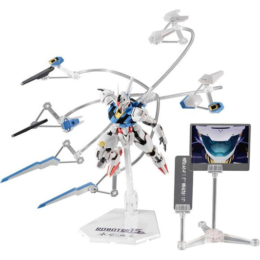 <p>Here comes a special "Robot Damashii" set to commemorate the 15th anniversary of Bandai's fan-favorite action-figure lineup! Robot Damashii Gundam Aerial Ver.</p>
<p>A.N.I.M.E. from "Mobile Suit Gundam: The Witch From Mercury" is back with an original base molded in white, with the special "Robot Damashii 15th Anniversary" logo printed on it; Suletta Mercury is the focal point of the special display sheet, along with a dialogue plate! In addition, the beam effect for the saber and blade has also been cha