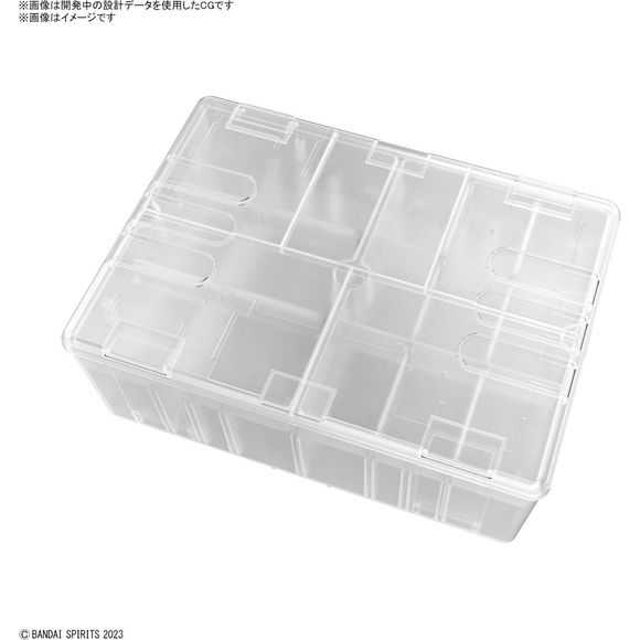 Introducing the BANDAI SPIRITS official "Multi Builders Case" that specializes in organizing plastic models, tools and materials! This is designed for plastic models in pursuit of ease, there are non-slip grooves, and numbering molds that help organize parts.
FEATURES:
- Clear color makes it easy to check the contents.
- Measures approximately 10.6 in wide x 7.5 in long x 3.7 in tall
- Large case which can store plural completed plastic models. The partition plate can be adjusted according to the plastic m