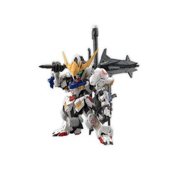 Gundam Barbatos appears from the new dimension SD high-end brand "MGSD" that integrates MG technology into the frame of SD Gundam!
FEATURES:
- Overall height about 115mm. The "Gundam Frame", which is a feature of Gundam Barbatos, is realized in SD scale.
- The head and neck can be moved on 4 axes, allowing for effects such as pulling the chin and pointing upwards.
- By providing a movable axis inside the fuselage, it is possible to swing left and right and tilt forward and backward in a wide range of motio