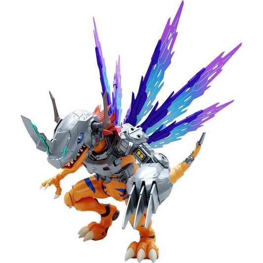 From "Digimon Adventure:", "Metal Greymon (vaccine species)" is lined up in the Figure-rise Standard Amplified series!

FEATURES:
-  Thoroughly amplify the contrast between the machine and the body with the modeling unique to Amplified.
- The chest hatch can be opened to launch the organic missile "Giga Destroyer".
- The back wing uses a PET sheet with a pattern printed on it to give it a sharp and vivid look.
- The tail can be moved flexibly by splitting and connecting with internal lead wires.
-  A large