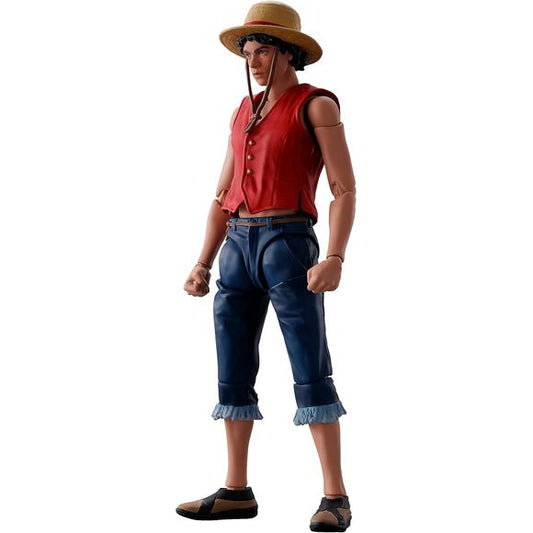 <p>From the globally streaming live action Netflix drama "A Netflix Series: ONE PIECE," MONKEY D. LUFFY joins S.H.Figuarts!</p>
<p>Digital coloring and expressive sculpting capture the hero's appearance, while numerous options and dynamic posing let you re-create your favorite scenes.</p>
<p><strong>Box Contents:</strong></p>
<ul>
<li>Main Body</li>
<li>One hair option part</li>
<li>Optional face</li>
<li>Two left and three right optional hands</li>
</ul>