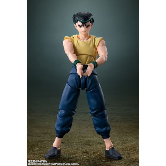 <p>Yusuke Urameshi from "Yu Yu Hakusho" joins the "S.H.Figuarts" action-figure lineup from Bandai, wearing his uniform from the Dark Martial Arts Tournament arc! He's fully posable, and comes with five interchangeable facial expressions; an interchangeable head with his hair down is also included, and combined with the interchangeable faces, you can recreate a total of ten different heads!</p>