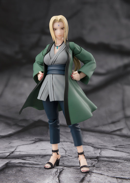 <p>4 sets of various optional face parts including both a battle form and comical expression are included! A Mitotic Regeneration optional expression is included together with Mitotic Regeneration versions of her hands so that the use of the jutsu can be accurately recreated.</p>
<p>There is also an optional necklace part included as well as an extra expression for S.H.Figuarts Naruto - The No. 1 Most Unpredictable Ninja- so you can recreate those memorable scenes of Tsunade and Naruto together!</p>
<p>Meas
