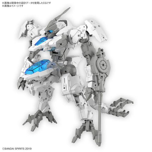 In addition to being the largest "30Minutes Missions" (30MM) item in the lineup so far, Provedel features "ride-on customization" that allows you to attach existing items! The head parts are newly shaped; the figure is equipped with a transformation gimmick that allows you to switch between the EXMAX riding form and REX form. In the EXMAX riding mode, you can connect the included backpack and varnish tube to existing items. The included heavy beam magnum can be disassembled and connected to the boarding sec