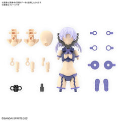 This "30 Minutes Sisters" (30MS) option parts set from Bandai allows you to expand and update your favorite "30MS" figures! Smooth assembly is possible with the runner parts arranged in an optimal manner. Two unpainted face parts are included, as are two head parts (FP-I type); use any of the "30 Minutes Sisters" decals (sold separately) to create your own super-cute character! Light purple medium-length hairstyle parts and headgear parts are included; you can, of course, use any of the "30MS" lineup's vari