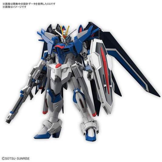 <p>The Rising Freedom Gundam from "Mobile Suit Gundam Seed Freedom" is now a HG model kit from Bandai! It's equipped with the "Seed Action System" internal structure that specializes in reproducing impressive poses!</p>
<p>It can transform into its MA form by replacing some parts. A new shield combining offense and defense is included; clear parts are also included for the shield.</p>
<p>The beam shield also uses polarized molding that changes color depending on the angle it's viewed from, for a beautifully