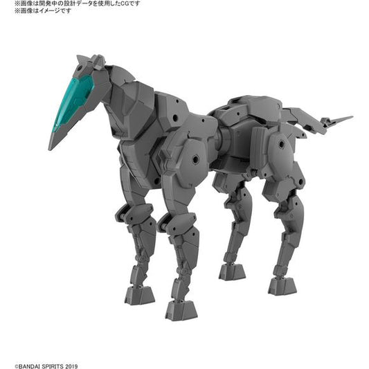 PRE-ORDER: Expected to ship in March 2024

The Extended Armament Vehicle, Horse Mecha Version, joins the "30Minutes Missions" (30MM) lineup from Bandai! Each joint from the head to the tips of its legs is flexible for maximum posability; the tail parts are foldable, and the mecha can be ridden by other "30MM" series figures. By using the joint parts that come with other items sold separately, such as the Customized Materials (Pipe Parts/Multi-Joint), you can fix and display the mounted figure. The leg parts