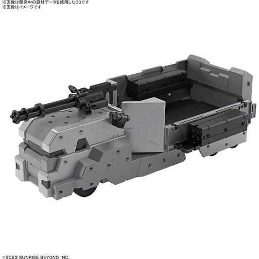 PRE-ORDER: Expected to ship in May 2024

Weapon Set 8 from "Kyoukai Senki" includes both weapons and support vehicles! This set includes the AMAIM transport vehicle Dreadnoughtus and weapons such as a gatling gun, missile launcher, and smoke discharger. The Dreadnoughtus has 3mm-diameter connection holes for customization with an emphasis on expadability, and various gimmicks such as the rotation of the tires and expansion of the loading platform gate at the rear of the vehicle are included. The missile lau