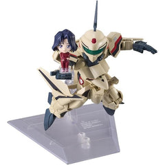 <p>Celebrate <strong>Macross Plus</strong> with the <strong>TINY SESSION YF-19 with Myung Fang Lone</strong> set from Bandai Spirits!</p>
<p>This stylized collectible set features Isamu Dyson's iconic <strong>YF-19</strong> Valkyrie alongside a miniature figure of <strong>Myung Fang Lone</strong>. Despite its compact, super-deformed design, the YF-19 retains its signature three-stage transformation and can be displayed in Fighter, GERWALK, or Battroid mode.</p>
<p>The set includes a Gunpod, interchangeabl