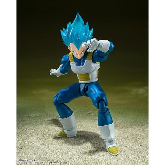 <p>Super Saiyan God Super Saiyan Vegeta from "Dragon Ball Super" gets a new "S.H.Figuarts" figure from Bandai, with some new modeling! His head and boots are newly sculpted based on his appearance in the "Space Survival Edition" of "Dragon Ball Super," and the figure's coloring is inspired by the reflection of the aura, with pearlescent paints used on his head!</p>