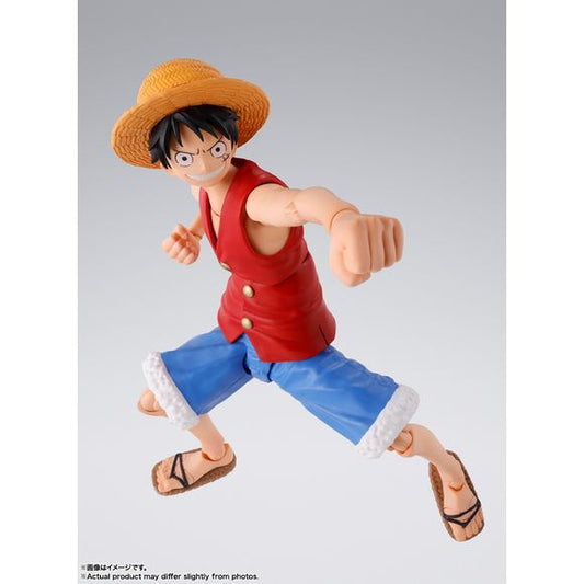 <p>MONKEY.D.LUFFY -ROMANCE DAWN-, from the animated television series "ONE PIECE," joins S.H.Figuarts! Featuring a totally new sculpt and enhanced posability that lets you capture the most dynamic scenes!</p>
<p><strong>Product Features:</strong></p>
<ul>
<li>Based on One Piece</li>
<li>Part of the S.H.Figuarts series</li>
<li>Includes interchangeable expression and/or head parts</li>
<li>Includes interchangeable hand and/or wrist parts</li>
</ul>
<p><strong>Box Contents:</strong></p>
<ul>
<li>Mai