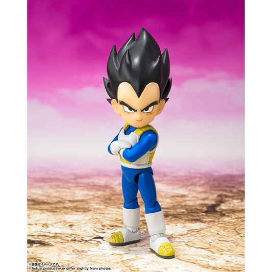 <p>Vegeta (Mini) from Dragon Ball DAIMA joins the S.H.Figuarts lineup with proportions and articulation designed around his compact appearance in the series.</p>
<p>The figure includes interchangeable wrist, expression, head, and arm parts for recreating a variety of scenes and poses.</p>
<p><strong>Product Features:</strong></p>
<ul>
<li>Based on Dragon Ball DAIMA</li>
<li>Part of the S.H.Figuarts series</li>
</ul>
<p><strong>Box Contents:</strong></p>
<ul>
<li>Body</li>
<li>Replacement wrist left
