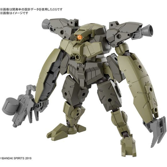 The top vote-getter in the 30MM Color Variation Grand Prix is the Gardonova in green -- and now it's a model kit just for you! This mech features chest armor and long movable arms; the length of its large claw can be adjusted by rearranging it, and movable front armor is used on the waist. The range of motion in its legs is wide for various poses. It's equipped with a mechanism for combining it with other machines, such as the Rever Nova. It can also be customized with existing optional parts. It's armed wi