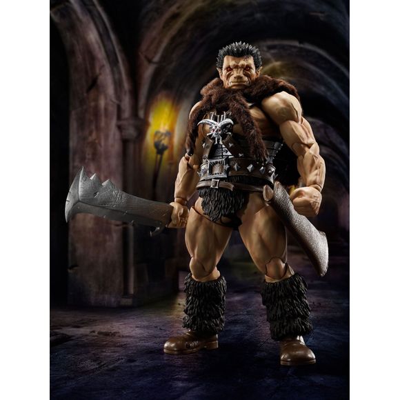 From the world renowned dark fantasy series “BERSERK's” Golden Age Arc comes the 300 year old battle hungry apostle ZODD in his human form as an S.H.Figuarts. With a wide range of articulation, ZODD also comes with a cloth mantle utilizing faux fur to accurately recreate his look from the series. Optional expression parts to replicate his ferocity in battle, and optional arm parts to replicate his signature crossed arm pose are also included.