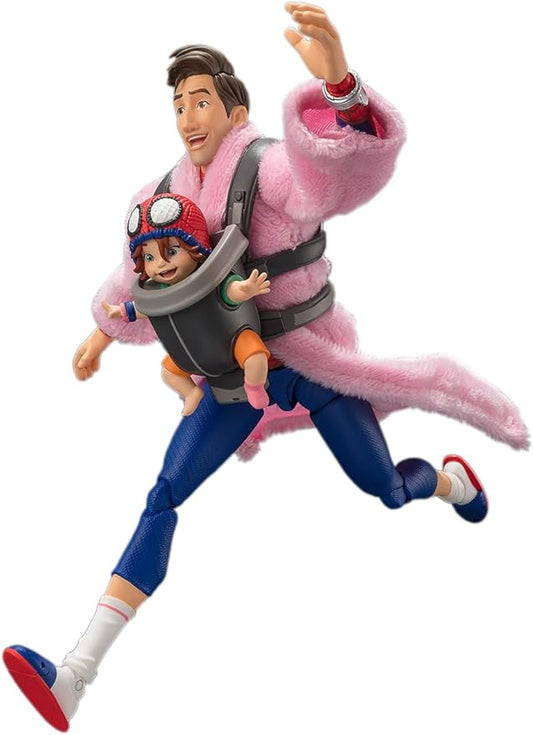 From "Spider-Man: Across the Spider-Verse" comes Peter B. Parker and his adorable daughter Mayday Parker as S.H.Figuarts!
Peter B. Parker is the teacher of Miles Morales, and his daughter Mayday parker has already shown signs of talent to be a superhero with her spider-sense, skills, reflexes and cutness! With plenty of option parts that allow you to recreate the scenes of the father an daughter together, and also view Peter B. Parker in his full Spider-Man suite