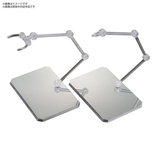 Bandai's extremely useful Action Base 6 (Clear Color), which is perfect for displaying small plastic models, is now available as a set with mirror stickers that expand the range of your display options! Use the mirror stickers to enjoy different angles of display. A protective film is attached to the mirror sticker, so you won't have to worry about fingerprints while you're putting the sticker in place, and an auxiliary sticker for peeling off the protective film is included as well