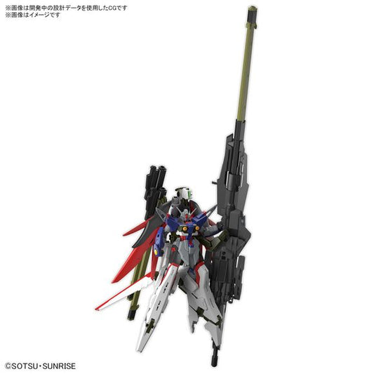 The Destiny Gundam Spec II now joins Bandai's "HG (High Grade)" model-kit series, together with its super-large armament, the Zeus Silhouette! The Zeus Silhouette can also transform into a standalone MA form. It'll be over 19in (50cm) long, and can be displayed on the included action base! Order yours today!