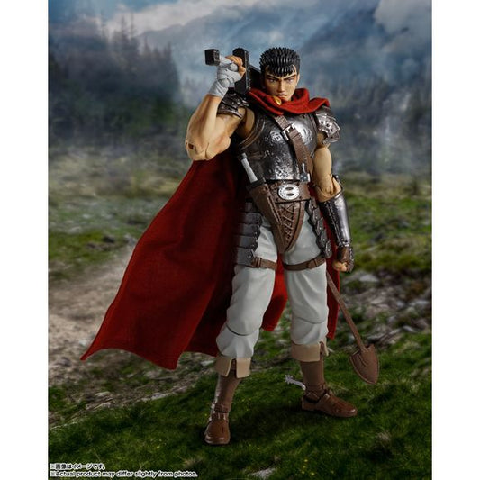 "I want to stand next to him with something that I have. I can't just be fooled by him."
From the worldwide popular dark fantasy monument "Berserk'', "Guts'' from "Golden Age Arc'' is now available as S.H.Figuarts. Various expression parts faithfully expressed using soul's digital coloring technology and a helmet that can be opened and closed are included. The cloak has wire so you can freely add any expression to it.