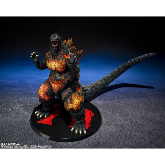 Celebrate the 70th anniversary of Godzilla, as well as the 30th anniversary of the release of "Godzilla vs. Destoroyah," with this awesome figure of The Big G himself -- the newest member of Bandai's "S.H.MonsterArts" series! This figure was sculpted, painted, and produced by Yuji Sakai, the leading figure in Godzilla sculpting; the coloring was adjusted based on Godzilla's appearance in the film.