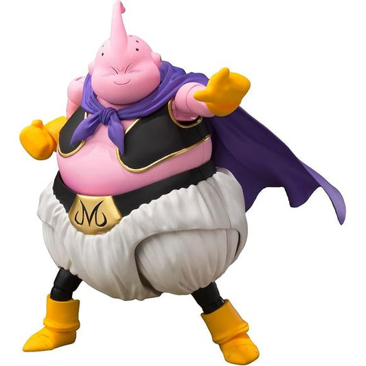 The childlike but incredibly powerful Majin Boo returns to Bandai's "S.H.Figuarts" action-figure series! He comes with three different facial expressions so you can show off the different sides of his personality, as well as optional hands, and a chocolate bar. Order him for your own collection today!