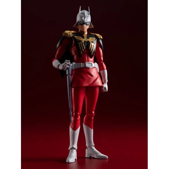 PRE-ORDER: Expected to ship in December of 2025
The "Red Comet," Char Aznable, makes a long-awaited appearance in S.H.Figuarts. While pursuing beautiful proportions, we have carefully implemented the articulation gimmicks with Char's most famous scenes in mind. In addition, a wide range of poses and scenes can be reproduced with a variety of interchangeable parts.