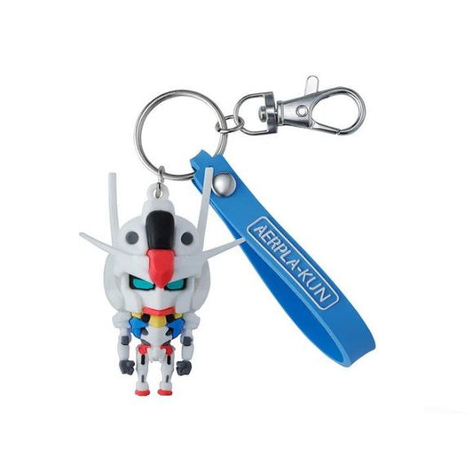 The three-dimensional mascot keychain of the character Gundam Aerial or "Aerpla-kun" that conveys the fun of GUNPLA is now available as a keychain part with a rubber charm and a name band!
