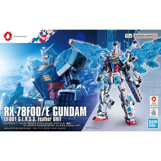 Celebrate the upcoming Osaka EXPO2025 with this limited-edition RX-78F00/E Gundam EX-001 GLASS Feather Unit, a premium 1/144 scale model kit created as part of the event’s exclusive merchandise lineup. This special version reimagines the iconic RX-78 lineage with a futuristic “Glass Feather” motif, featuring clear parts, refined detailing, and a sleek exhibition-style finish that stands out in any Gunpla collection.
Designed to commemorate the technological and artistic themes of EXPO2025, this model kit b