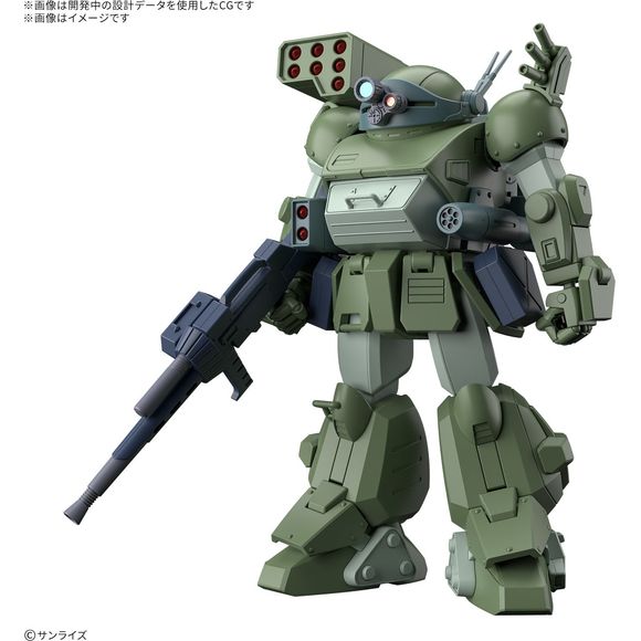The improved version of the Scopedog with an enhanced roller dash mechanism, as seen in the OVA "Armored Trooper Votoms: The Last Red Shoulder," is now available in Bandai's "HG (High Grade)" model-kit series! The deployment and storage of the leg jet roller dash unit unique to the Turbo Custom is reproduced; when the leg cover is opened, the jet roller dash unit moves forward in tandem.