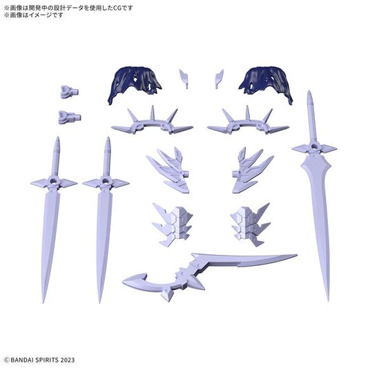 This set of armor and weapons allows your figure to be "classed up" to a higher-tier job with armor replacement -- you can "class up" to Liber Assassin Slash by combining this armor with that of the Liber Assassin (sold separately).