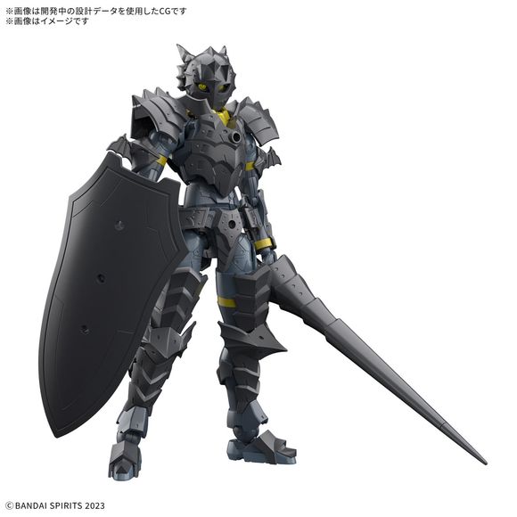Bandai's "30MF (30 Minutes Fantasy)" figure-kit series allows you to create your own fantasy-based figures and characters! The starter set includes armor and armed parts in addition to the base "silhouette" (elementary body). The body included with the Rosan Lancer is the same as the 30MF Rosan Knight; the "silhouette" is fully posable like a human body, including movable axes on the head and neck that allow natural flexibility.