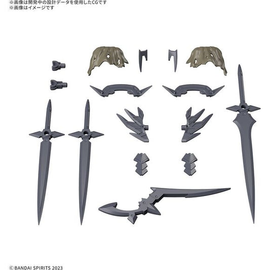 This "Class Up Armor" set from Bandai can be used with their "30MF (30 Minutes Fantasy" series of plastic models. This set of armor and weapons allows your figure to be "classed up" to a higher-tier job with armor replacement -- you can "class up" to Rosan Assassin Slash by combining this armor with that of the Rosan Assassin (sold separately).